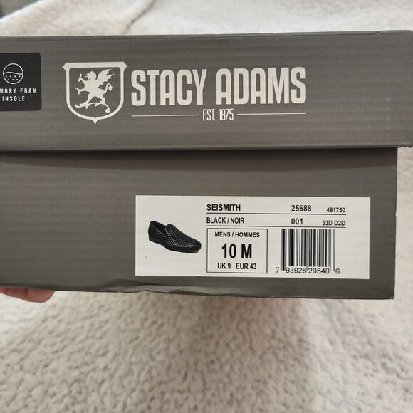 NEW Stacy Adams Men's Seismith Slip On Loafer  Black SIZE 10 - Picture 10 of 10